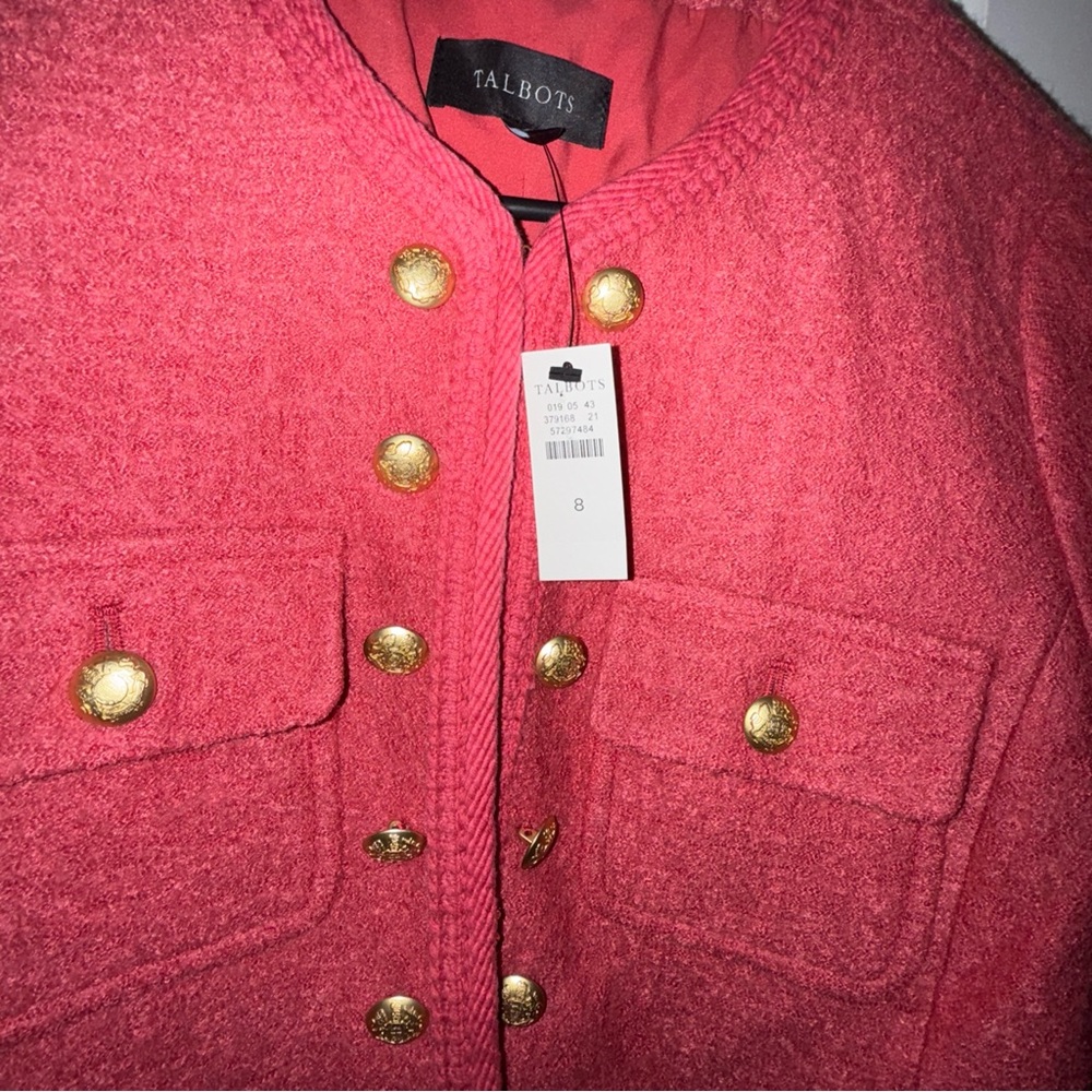 Talbots Women's Coral Blazer with Gold Buttons - Picture 5 of 11